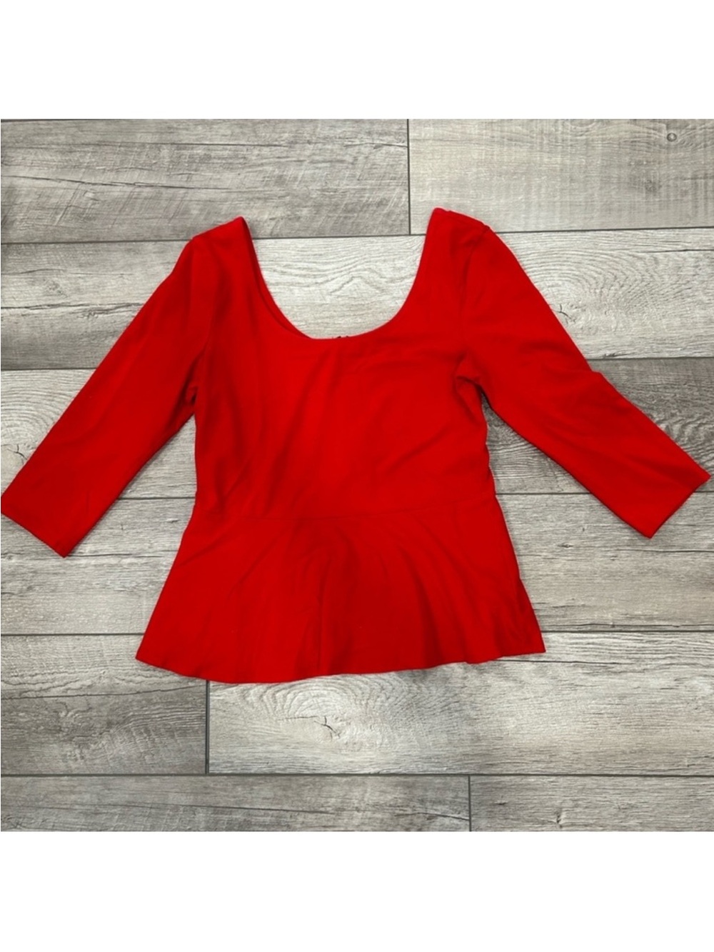 Express Red Scoop Neck Peplum Top